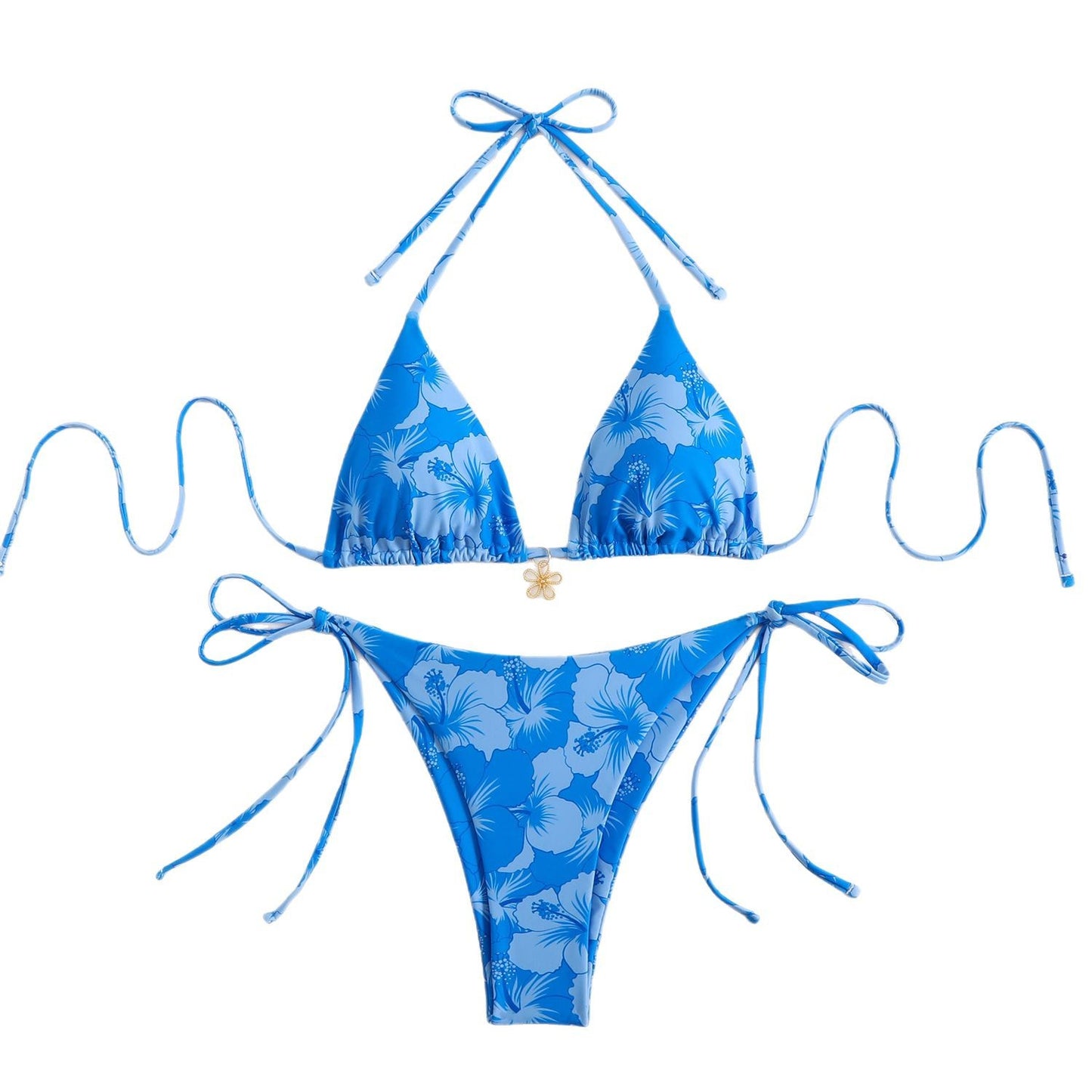 Bikini réversible sexy imprimé avec lien au cou - Maillot de bain femme