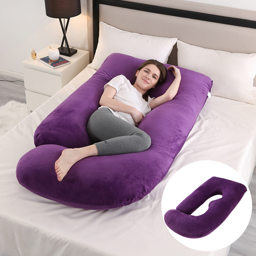 Oreiller de Grossesse en Forme de J – Protection Lombaire, Soutien Latéral pour Femme Enceinte