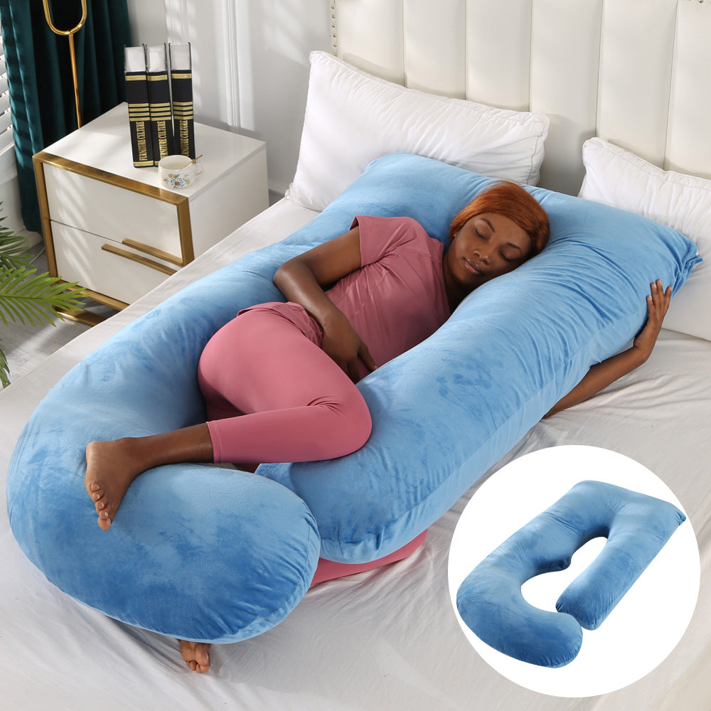 Oreiller de Grossesse en Forme de J – Protection Lombaire, Soutien Latéral pour Femme Enceinte