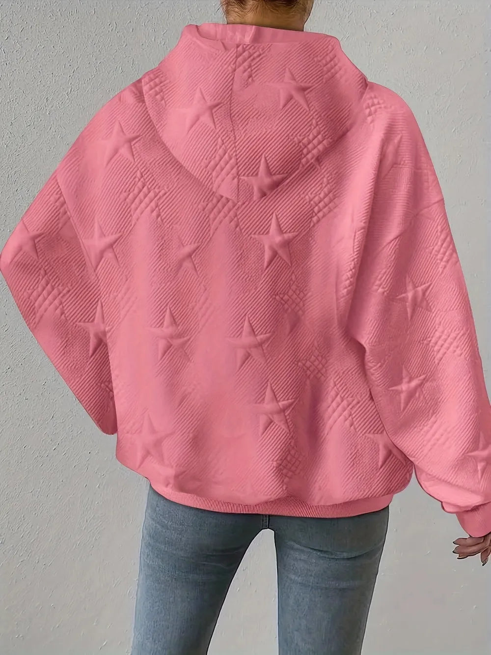 Sweat à capuche femme – Motif étoile texturé | Grande taille