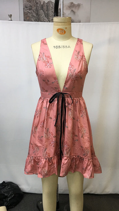 Robe Courte Florale Bohème – Style Plage & Vacances