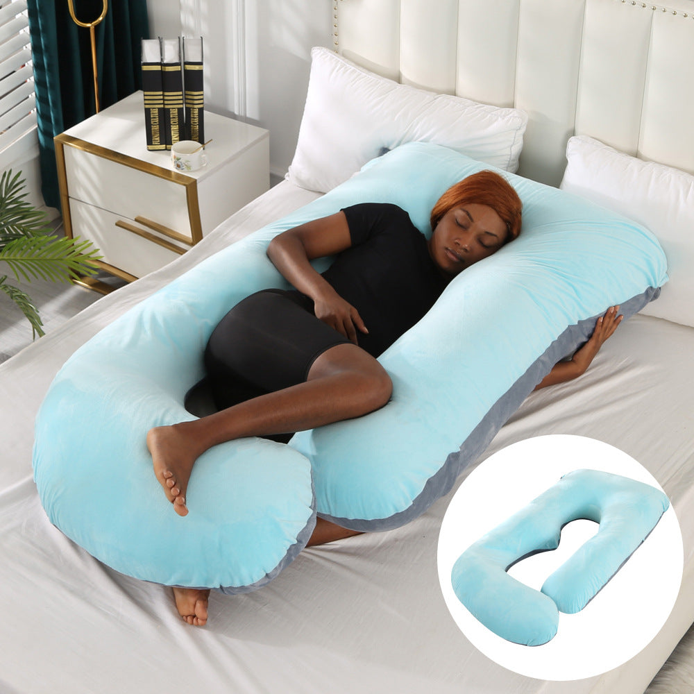 Oreiller de Grossesse en Forme de J – Protection Lombaire, Soutien Latéral pour Femme Enceinte