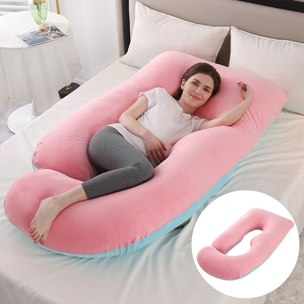 Oreiller de Grossesse en Forme de J – Protection Lombaire, Soutien Latéral pour Femme Enceinte