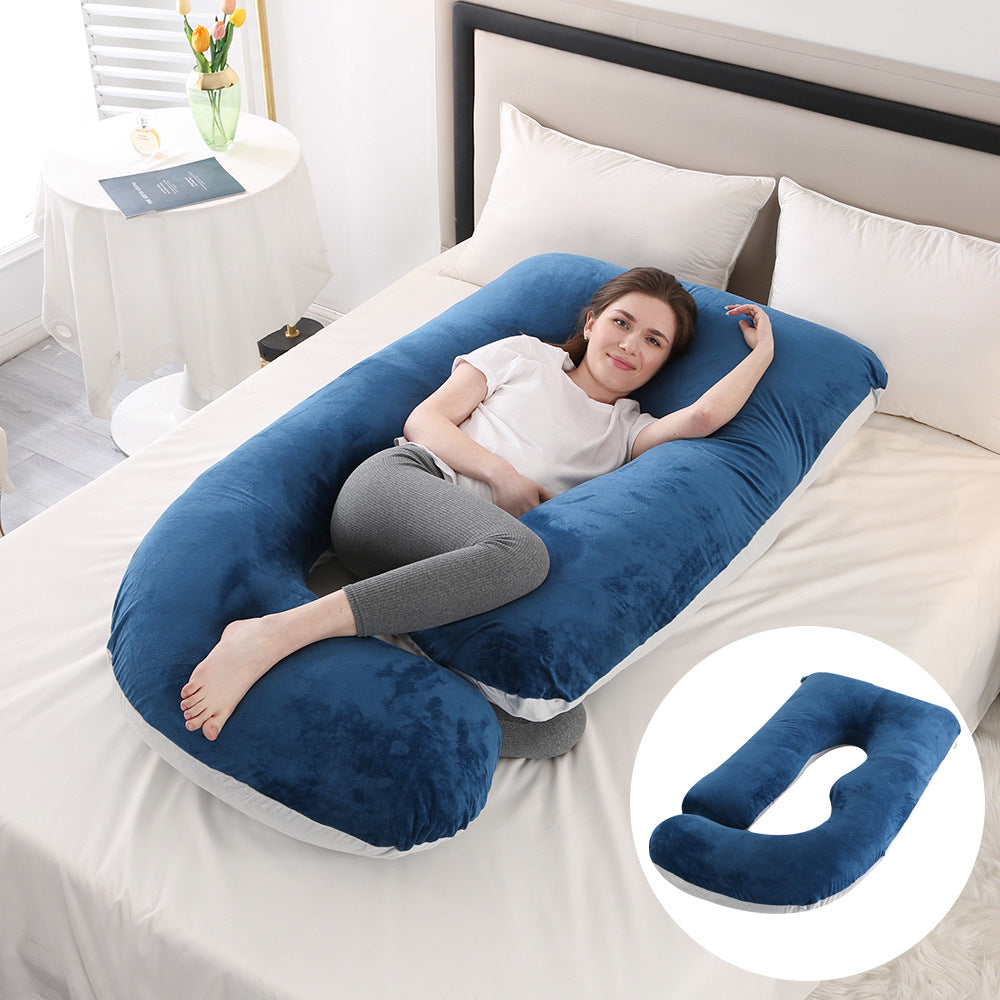Oreiller de Grossesse en Forme de J – Protection Lombaire, Soutien Latéral pour Femme Enceinte