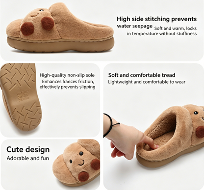 Chaussons d'Hiver en Coton Homme & Femme – Motif Croissant Mignon pour Couple