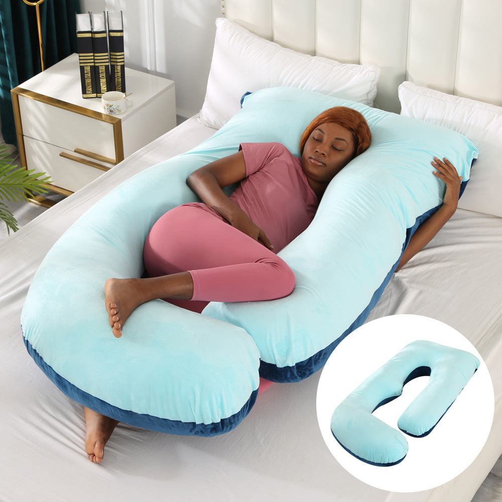 Oreiller de Grossesse en Forme de J – Protection Lombaire, Soutien Latéral pour Femme Enceinte
