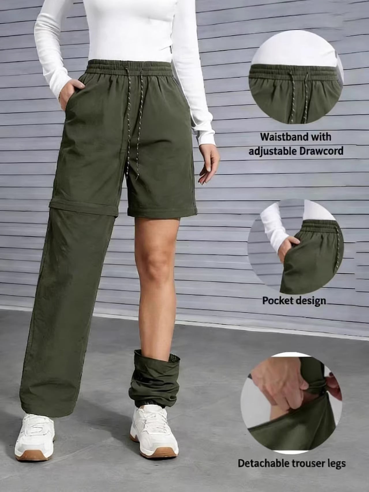 Pantalon de Randonnée Convertible Femme – Imperméable, Séchage Rapide, Jambes Zippées pour Camping & Voyage