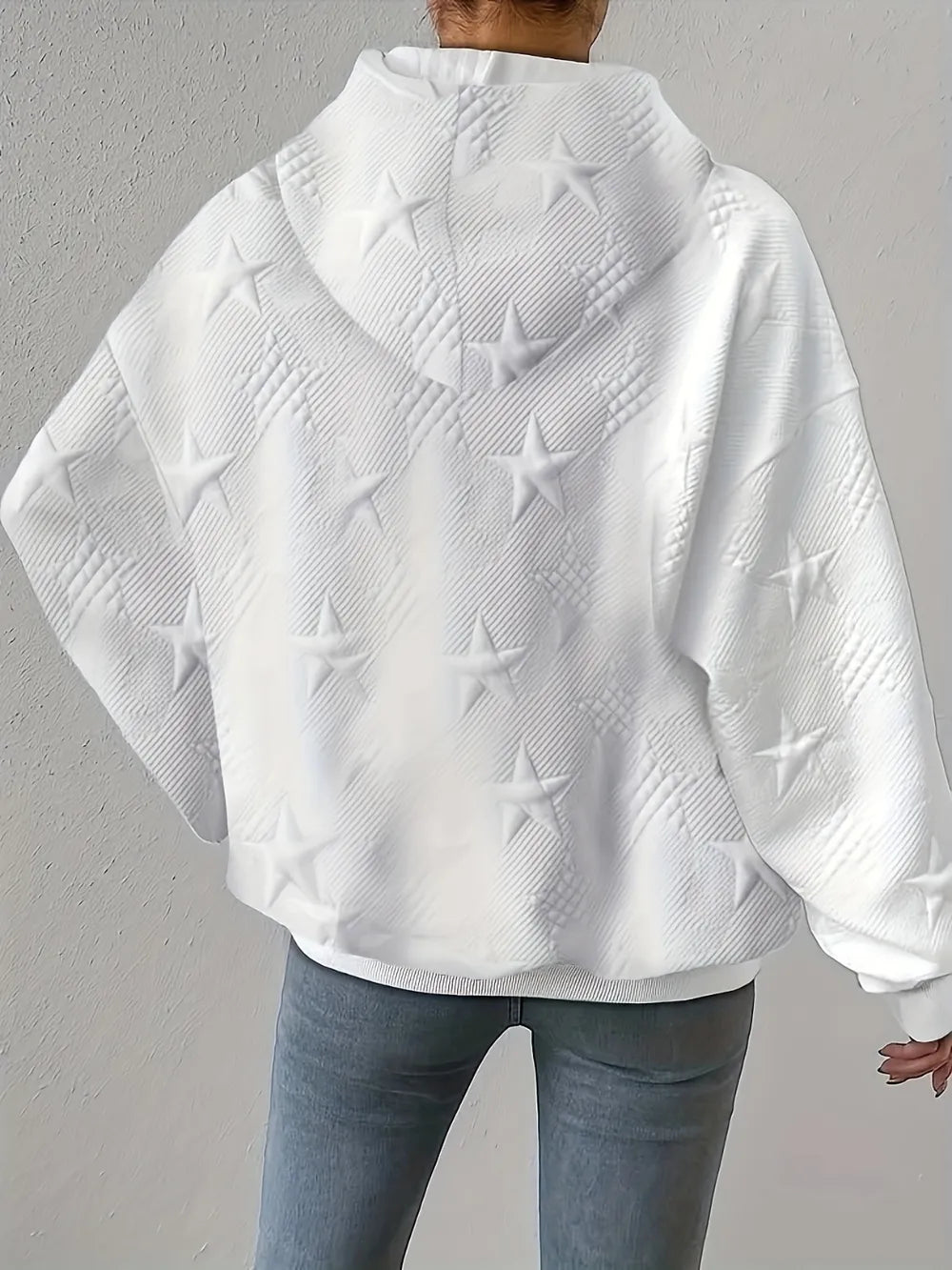 Sweat à capuche femme – Motif étoile texturé | Grande taille