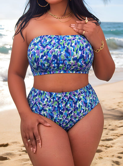 Bikini deux pièces taille haute à fines bretelles amovibles