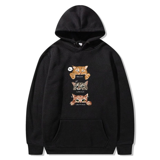 Hoodie Imprimé Chat Mignon — Sweat à Capuche Streetwear Unisexe Automne/Hiver