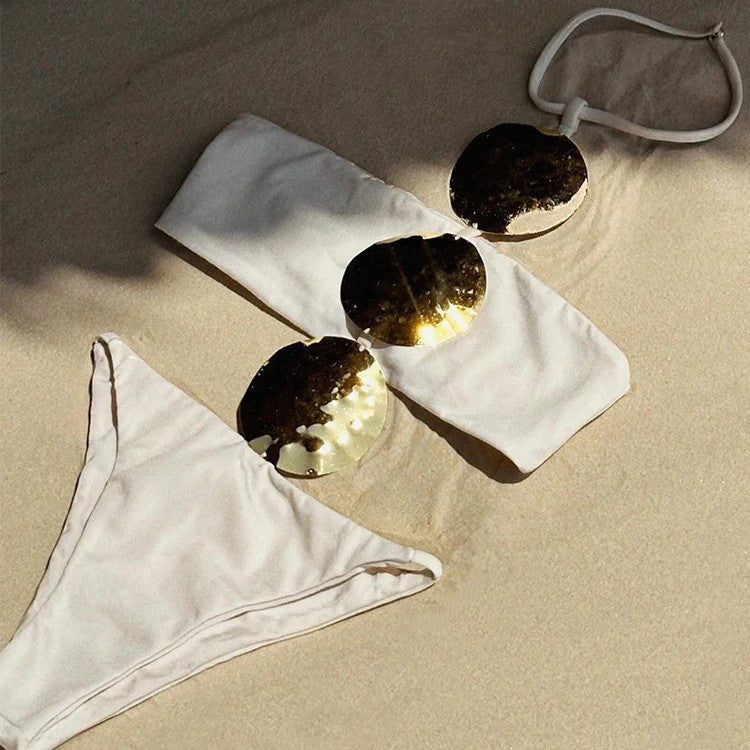 Maillot de bain une pièce sexy pour l'été à la plage, couleur unie