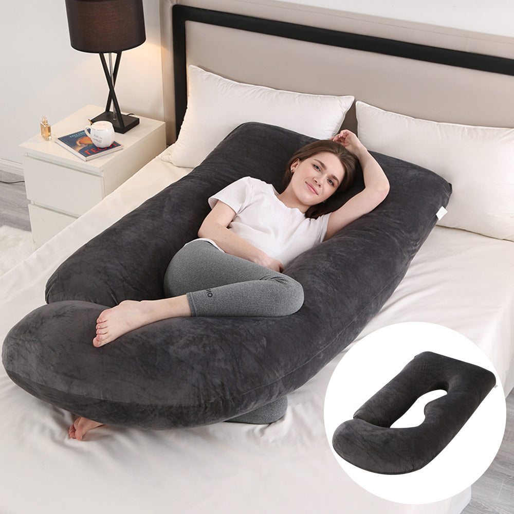 Oreiller de Grossesse en Forme de J – Protection Lombaire, Soutien Latéral pour Femme Enceinte