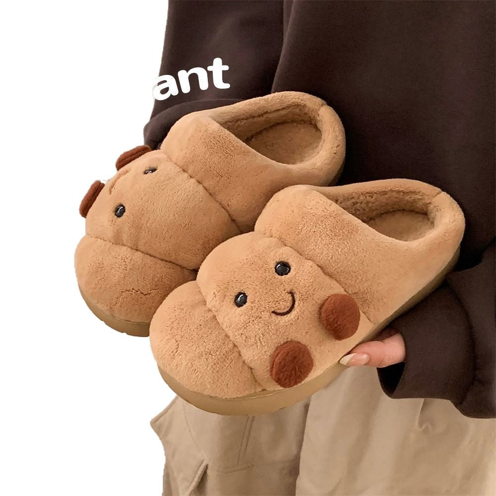 Chaussons d'Hiver en Coton Homme & Femme – Motif Croissant Mignon pour Couple