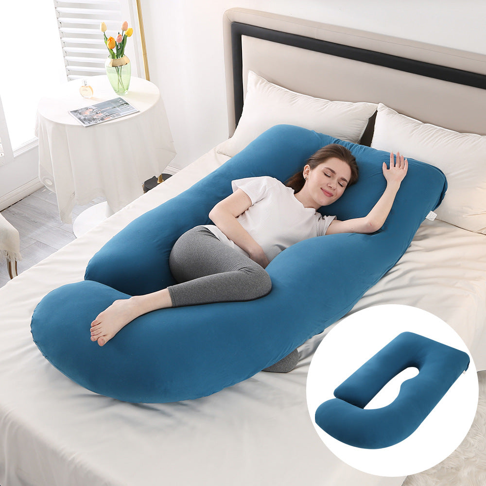 Oreiller de Grossesse en Forme de J – Protection Lombaire, Soutien Latéral pour Femme Enceinte