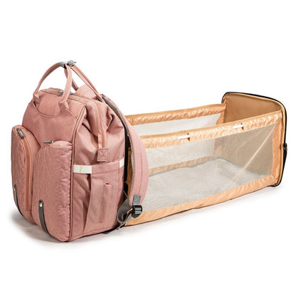 Sac à langer convertible – Grand format, lit de voyage pliable, sangle poussette incluse