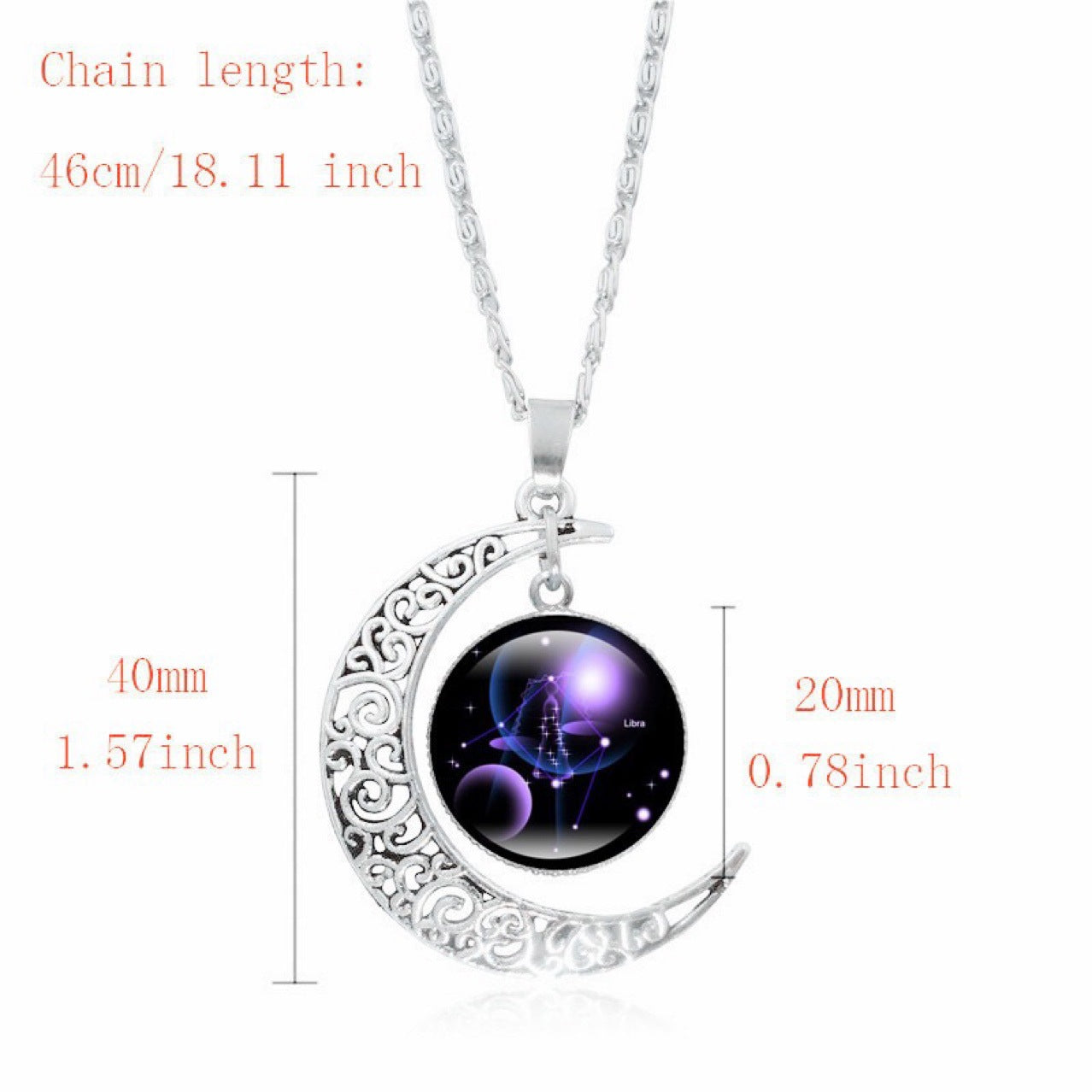 Collier Pendentif Signe du Zodiaque – Lune Lumineuse Argentée, Choker Minimaliste pour Femme