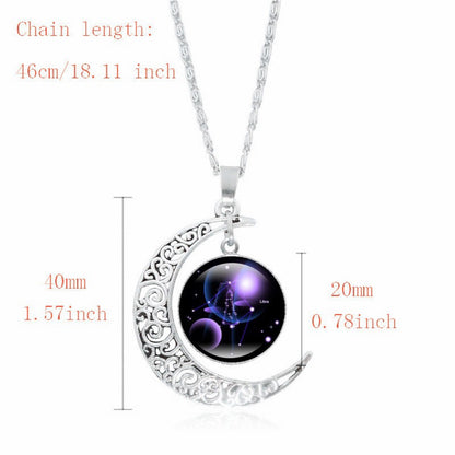 Collier Pendentif Signe du Zodiaque – Lune Lumineuse Argentée, Choker Minimaliste pour Femme