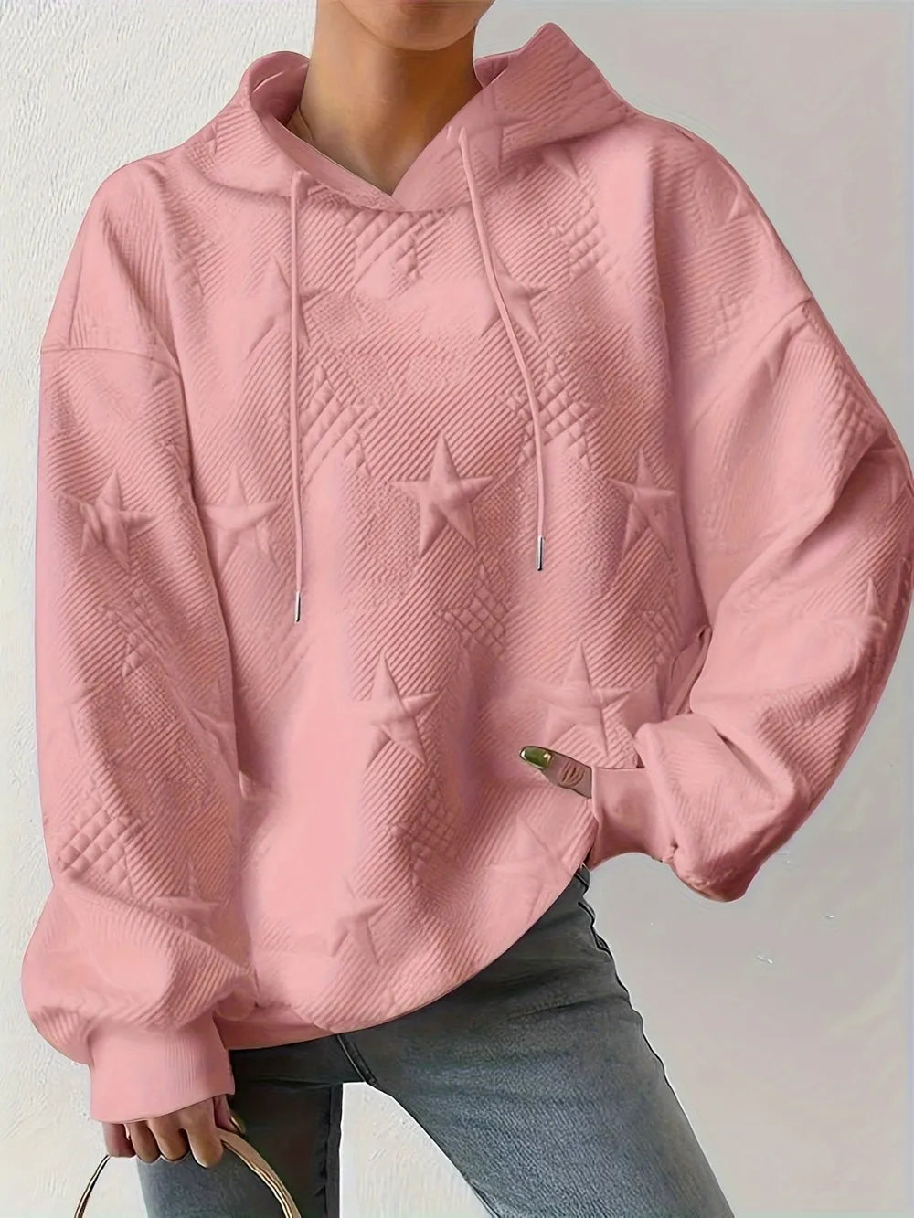 Sweat à capuche femme – Motif étoile texturé | Grande taille