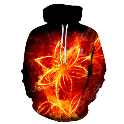 Sweat à Capuche Imprimé Roses – Style Européen & Américain, Coupe Oversize Unisexe
