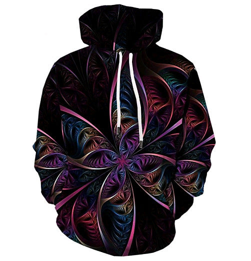 Sweat à Capuche Imprimé Roses – Style Européen & Américain, Coupe Oversize Unisexe