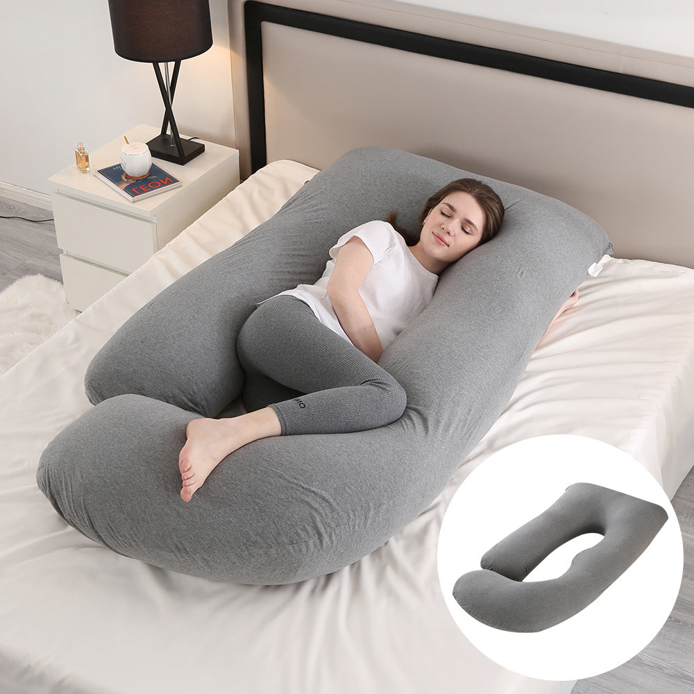 Oreiller de Grossesse en Forme de J – Protection Lombaire, Soutien Latéral pour Femme Enceinte