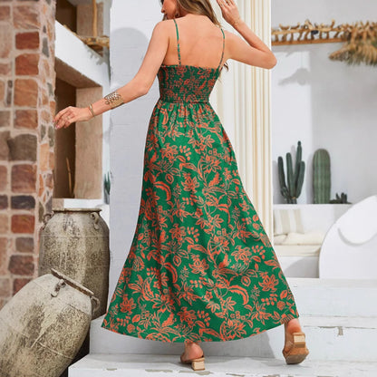 Robe Longue Florale Épaule Dénudée Sans Manches – Surjupe Élégante