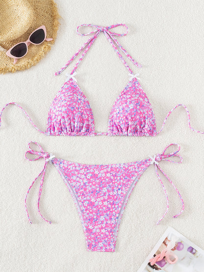 Bikini Deux Pièces Femme - Imprimé Floral, Lacets & Dos Nu Sexy