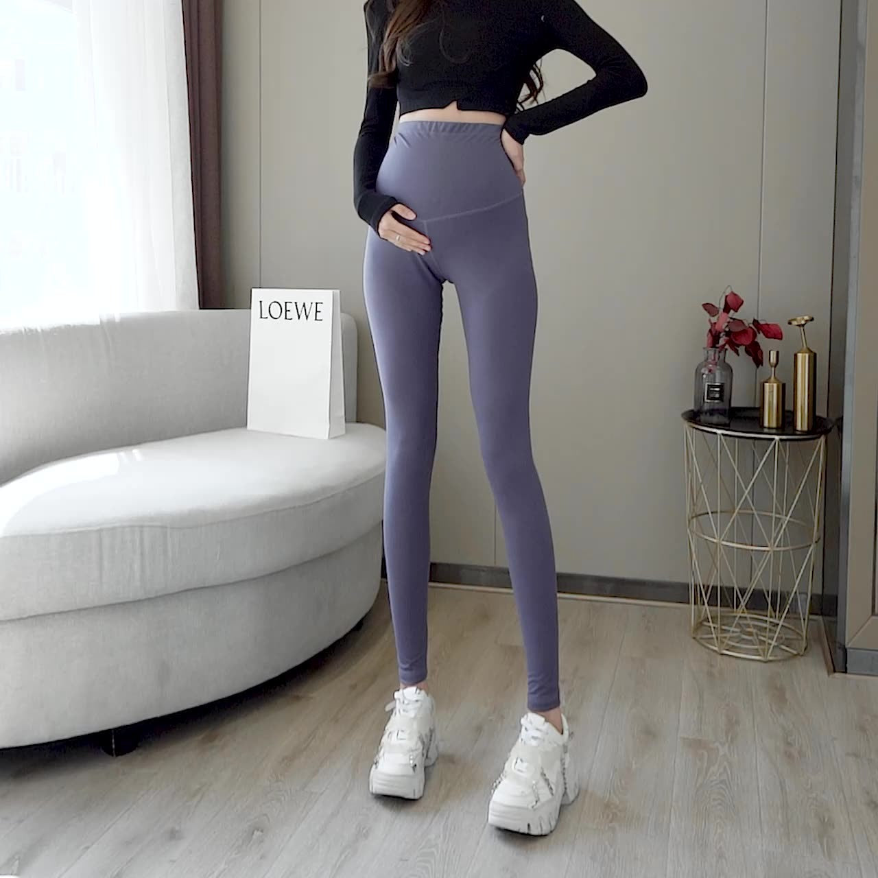 Legging de grossesse taille haute – Maintien abdominal, effet gainant & confort maternité