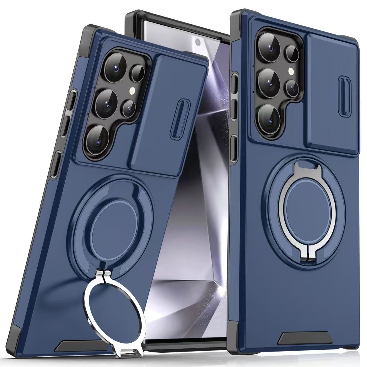 Coque Samsung avec Support Voiture Magnétique Rotatif – Objectif A17, Rabat Antichoc S25/S26