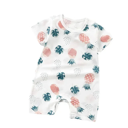 Grenouillère en coton à manches courtes pour nouveau-né, motif dessin animé