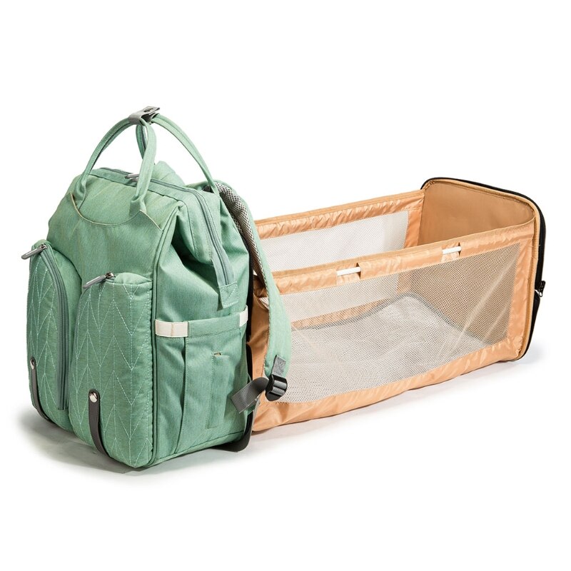 Sac à langer convertible – Grand format, lit de voyage pliable, sangle poussette incluse