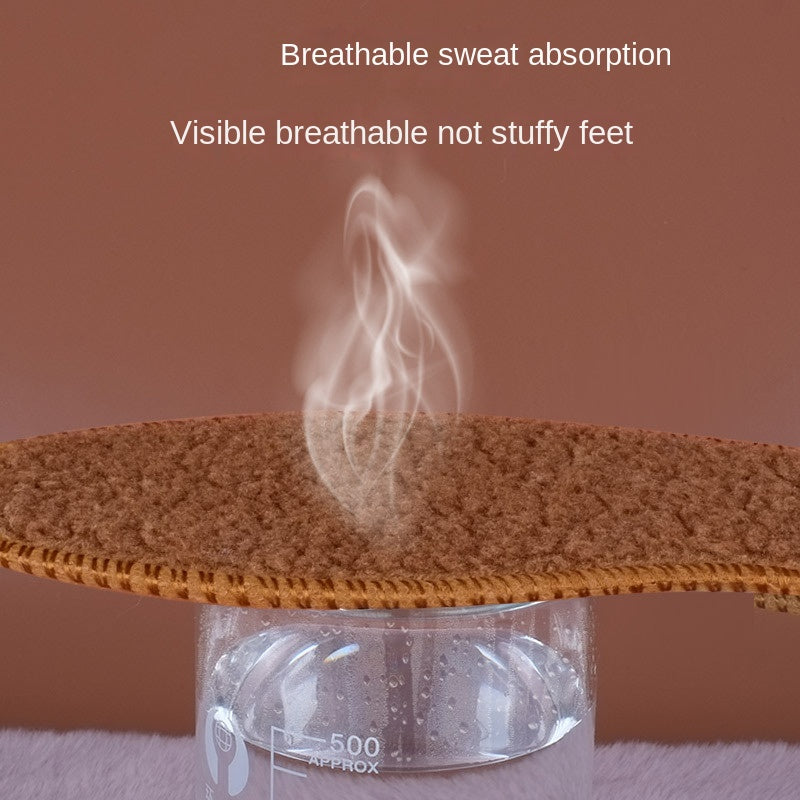 1 paire de semelles épaisses en laine d'alpaga, chaudes, anti-froid, respirantes et absorbant l'humidité. Semelles en feutre de coton confortables et douces.