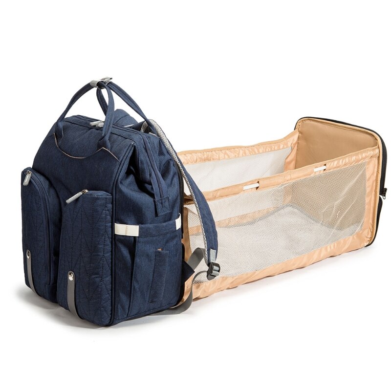 Sac à langer convertible – Grand format, lit de voyage pliable, sangle poussette incluse