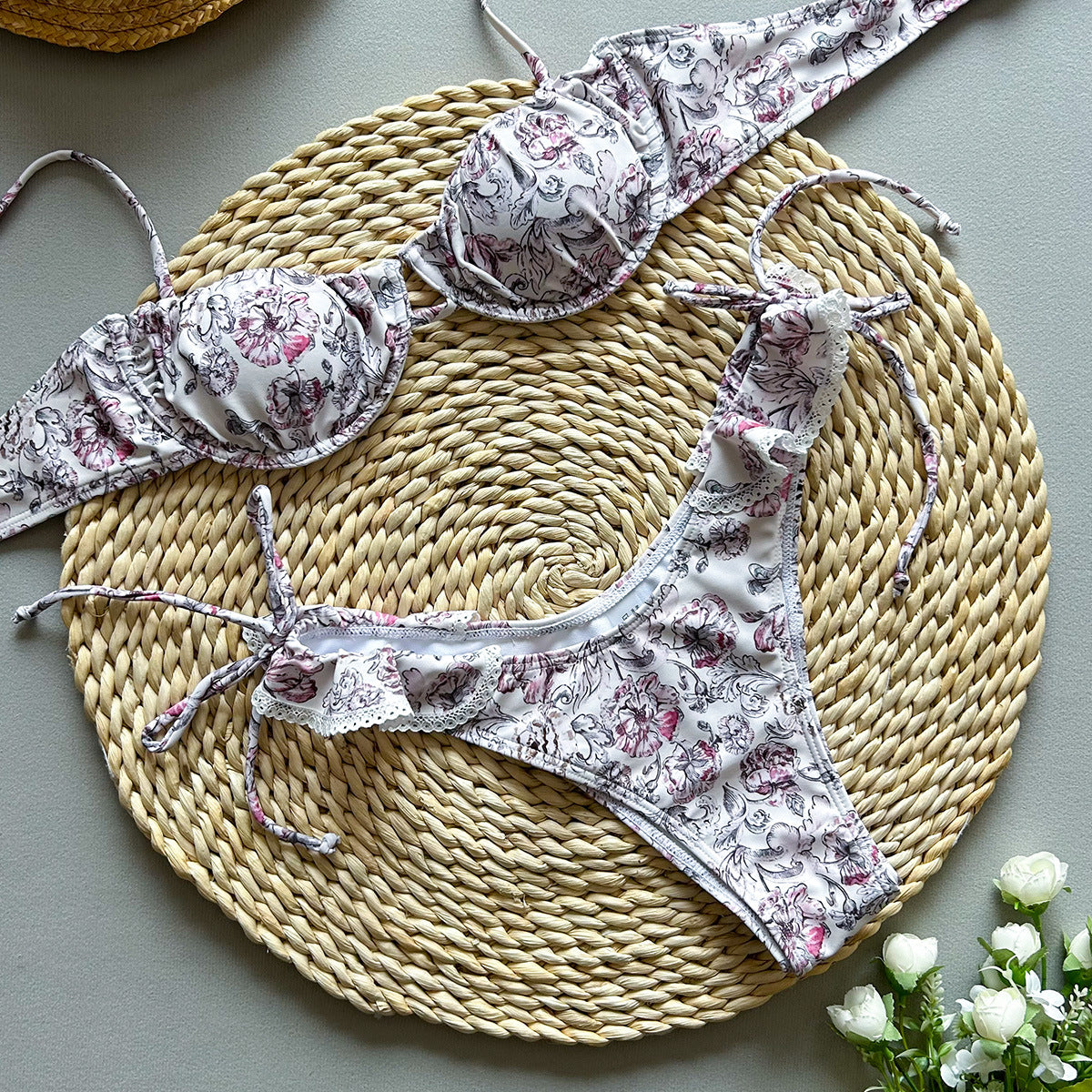 Style Bikini Lace Print Two-Piece Women's Swimsuit