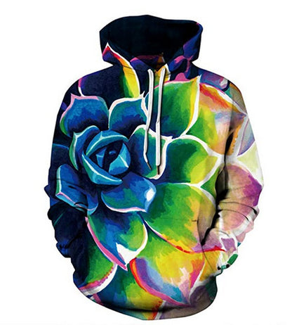 Sweat à Capuche Imprimé Roses – Style Européen & Américain, Coupe Oversize Unisexe