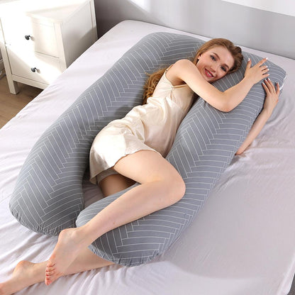 Oreiller de grossesse en U – Coussin intégral pour femmes enceintes, soutien latéral et confort maternité