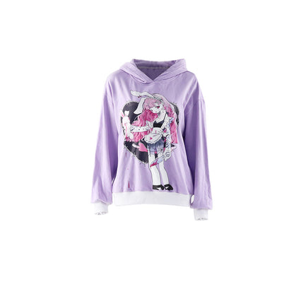 Sweat à Capuche Oversize Femme - Motif Lapin Cartoon Halloween