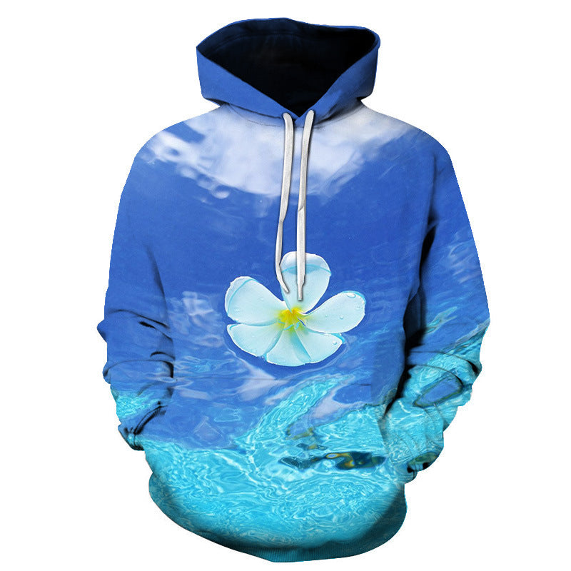 Sweat à Capuche Imprimé Roses – Style Européen & Américain, Coupe Oversize Unisexe