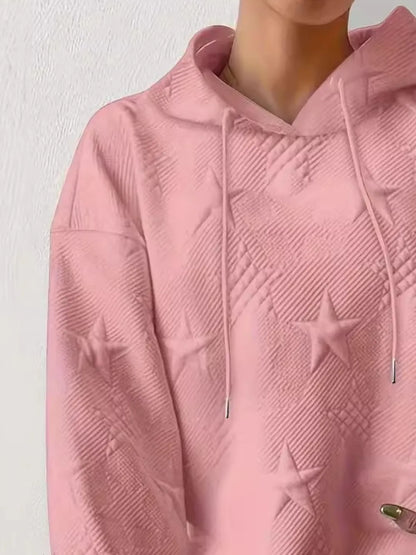 Sweat à capuche femme – Motif étoile texturé | Grande taille