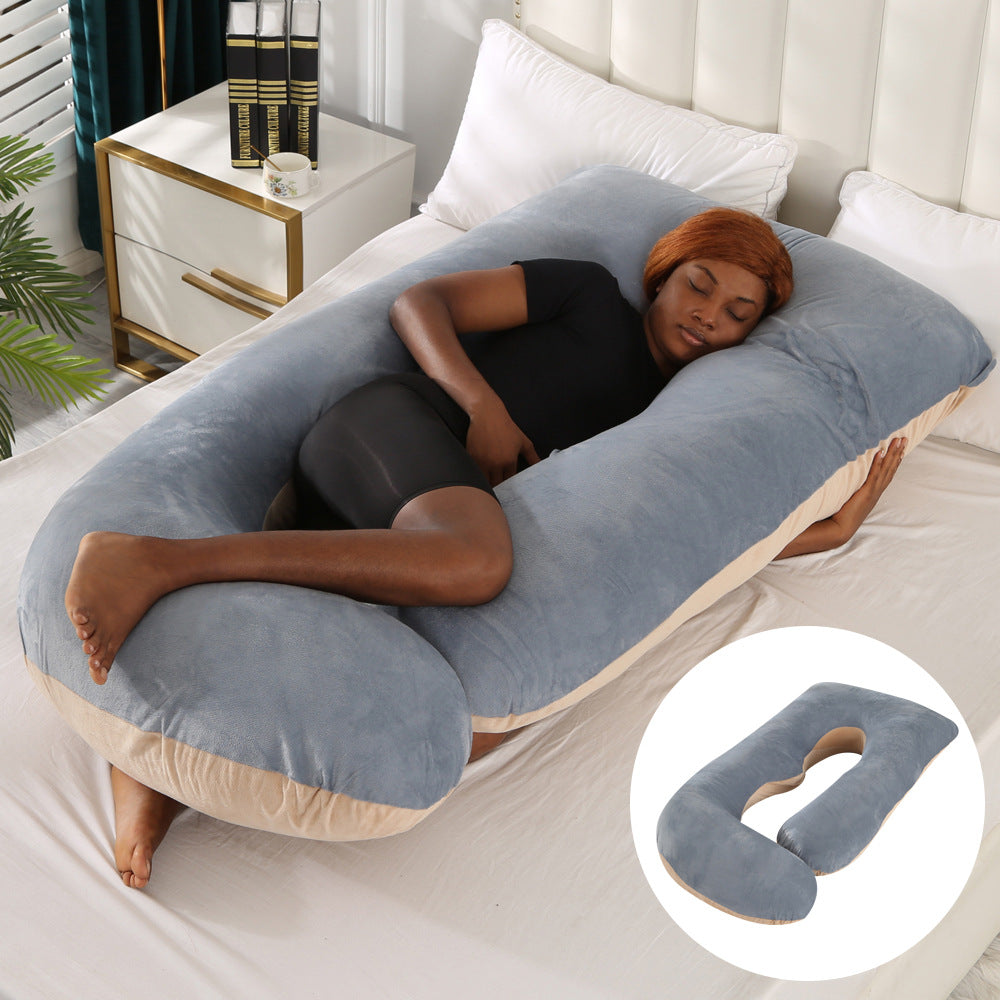 Oreiller de Grossesse en Forme de J – Protection Lombaire, Soutien Latéral pour Femme Enceinte