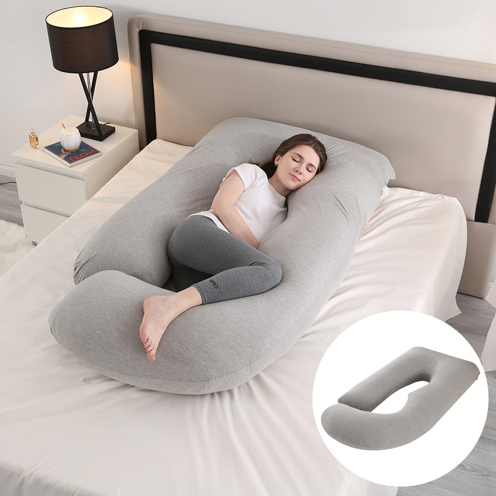 Oreiller de Grossesse en Forme de J – Protection Lombaire, Soutien Latéral pour Femme Enceinte