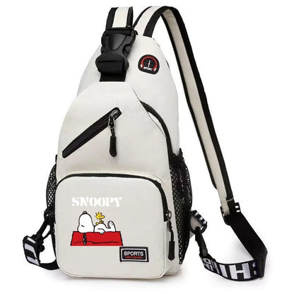 19*6*34CM Snoopy Cartoon Print Large Capacity Backpack Shoulder Bag Chest Crossbody Bag