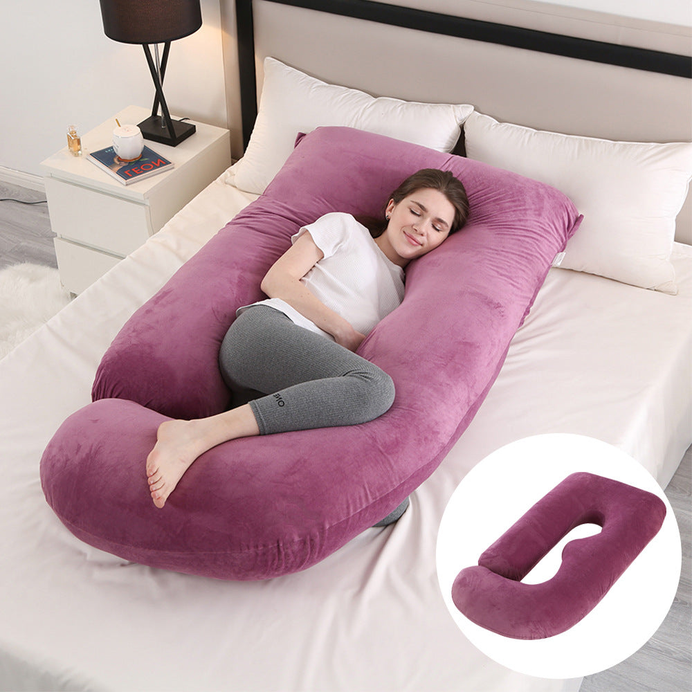 Oreiller de Grossesse en Forme de J – Protection Lombaire, Soutien Latéral pour Femme Enceinte