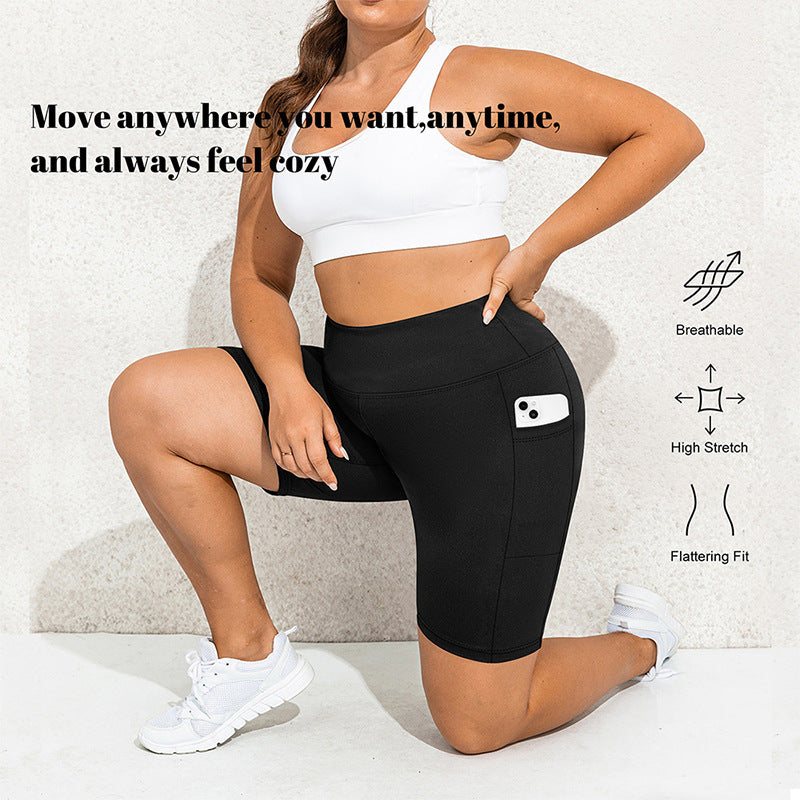 Short de yoga cinq-quarts à poches pour femme, pantalon de sport de yoga moulant et taille haute