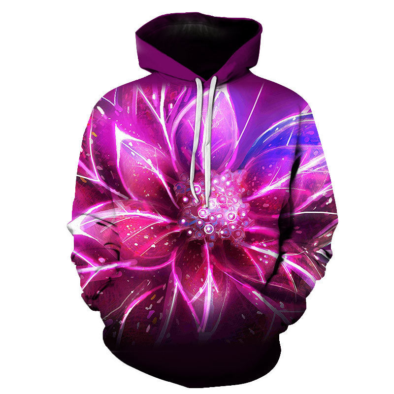 Sweat à Capuche Imprimé Roses – Style Européen & Américain, Coupe Oversize Unisexe