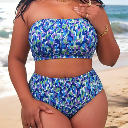 Bikini deux pièces taille haute à fines bretelles amovibles