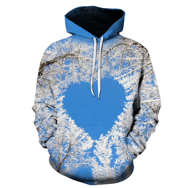 Sweat à Capuche Imprimé Roses – Style Européen & Américain, Coupe Oversize Unisexe