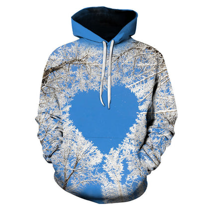 Sweat à Capuche Imprimé Roses – Style Européen & Américain, Coupe Oversize Unisexe