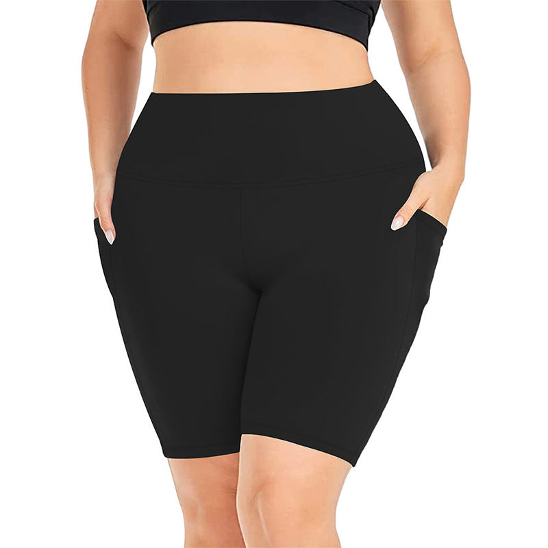 Short de yoga cinq-quarts à poches pour femme, pantalon de sport de yoga moulant et taille haute