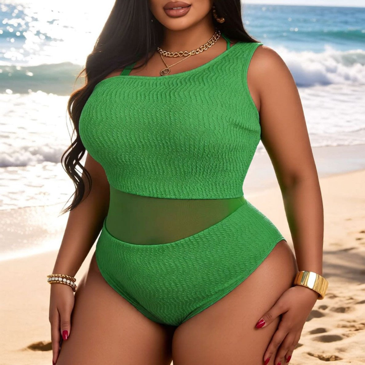 Maillot de bain une pièce gainant avec insert en mesh